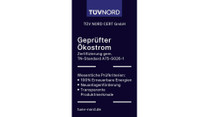 TÜV-NORD-Siegel „Geprüfter Ökostrom“ A75-S026-1 TÜV-NORD-Siegel „Geprüfter Ökostrom“ A75-S026-1