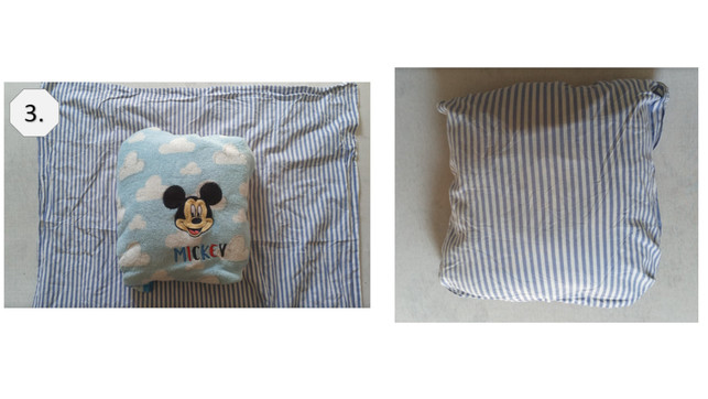 kissenfuellung-ohne-naehen-anleitung-schritt3-lf-211006-1280x720-1 Für die selbst gemachte Kissenfüllung ausrangierte Kleidungsstücke in einen alten Kissenbezug packen.