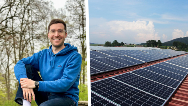 David Nelles (links), Photovoltaik auf einem Gebäudedach (rechts) David Nelles (links), Photovoltaik auf einem Gebäudedach (rechts)