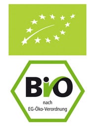 Bio-Siegel Oben das wichtige, aktuelle EU-Bio Siegel, unten das veraltete, eigentlich nicht mehr aussagekräftige deutsche Bio-Siegel, das aus Marketingsgründen aber immer noch genutzt wird