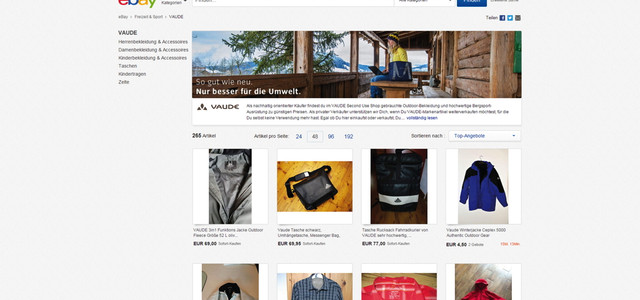 eBay und Vaude starten Gebraucht-Shop (Foto: Screenshot Vaude-Second-Use-Shop)
