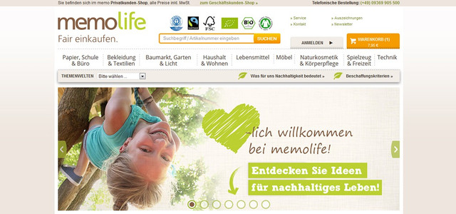 Nachhaltiger Shop: www.memolife.de