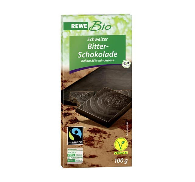 REWE Bio Schokolade Vier Sorten Nachhaltig Genie en REWE Bio Schokolade Vier Sorten Nachhaltig Genie en