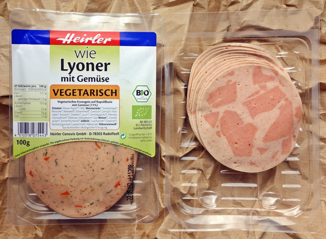 vegetarische Wurst: Herler "wie Lyoner" und "wie Bierschinken" vegetarische Wurst: Herler "wie Lyoner" und "wie Bierschinken"
