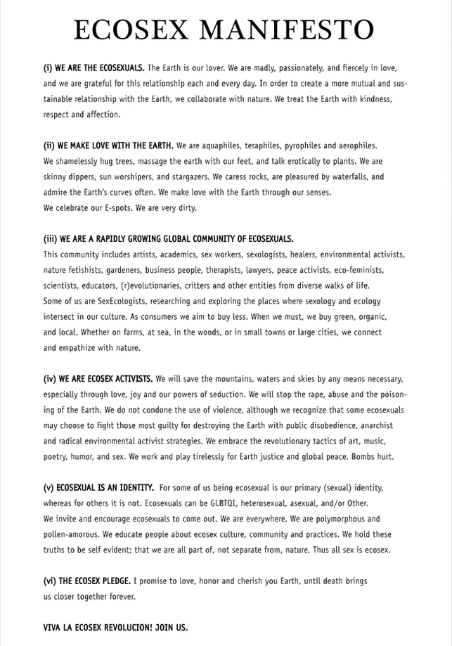 Exosex-manifest-s-sexecology.org-191018 Ecosex Manifesto