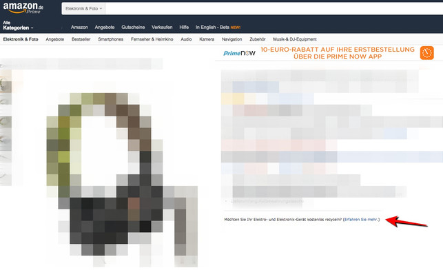 Amazon Elektroschrott-Rücknahme Amazon Elektroschrott-Rücknahme-Hinweis