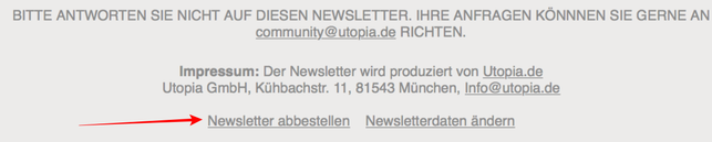 Utopia Newsletter abbestellen Utopia-Newsletter abbestellen