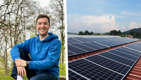 David Nelles (links), Photovoltaik auf einem Gebäudedach (rechts) David Nelles (links), Photovoltaik auf einem Gebäudedach (rechts)