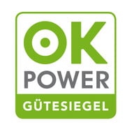 ok-power Siegel Ökostrom Quadratisch Das ok-power-Siegel für Ökostrom ist aufgrund seiner flexiblen Modelle bei Stromanbietern sehr beliebt.
