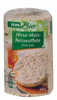 Rewe-Mais-Hirse-Reiswaffeln ohne Salz Auch namhafte Anbieter wie Rewe Mais-Hirse-Reiswaffeln schnitten schlecht ab