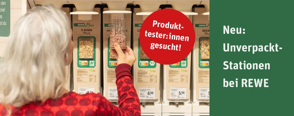 REWE Produkttest unverpackt stationen gutschein gewinnen
