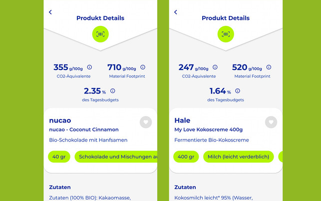 Worldwatchers Klimakompass CO2 App Noch nicht perfekt: Worldwatchers Klimakompass zeigt die CO2-Äquivalente von Produktgruppen