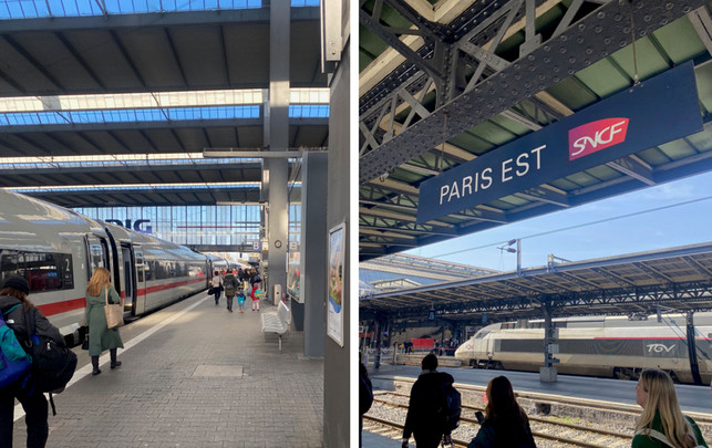 zug-bahnhof-muenchen-paris-ut-vr-230706-1920x1209-1 Zugreise nach London: Vom Münchner Hauptbahnhof (links) gings los, in Paris (rechts) musste ich umsteigen.