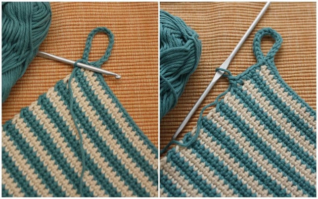 links-luftmaschenkette-als-aufhaenger-fuer-den-topf-maria-hohenthalutopia-190910_download Links: Luftmaschenkette als Aufhänger für den Topflappen. Rechts: Mit Kettmaschen umhäkelte Luftmaschenkette als Aufhänger für den Topflappen.