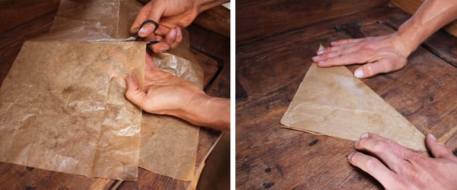 fuer-den-spritzbeutel-aus-backpapier-musst-du-zunaec-pascal-thiele-utopiade-200305_download Für den Spritzbeutel aus Backpapier musst du zunächst ein Quadrat ausschneiden und diagonal falten.