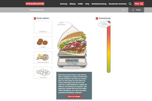 Burger oder Döner: Klimabilanz-Rechner der Verbraucherzentralen Burger oder Döner: Klimabilanz-Rechner der Verbraucherzentralen