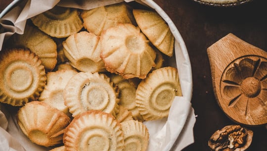 Turkish Hatay semolina cookies with walnut filling and figs Mamoul