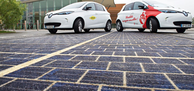 Solarstrasse Solarzellen Strassen Solarteppich
