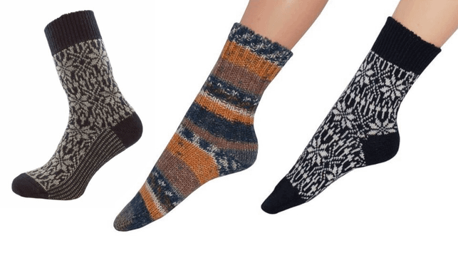 Gemusterte Wollsocken Wollsocken Hirsch Natur