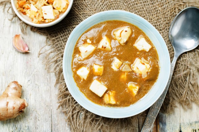 Saag Paneer. Indian cuisine Paneer in indischem Curry