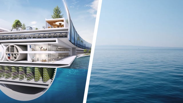 Dogen City: In Japan soll eine schwimmende Stadt im Meer gebaut werden. Dogen City: In Japan soll eine schwimmende Stadt im Meer gebaut werden.
