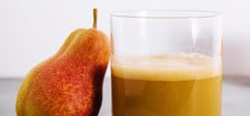 Pear Juice with fresh fruits close up birnensaft