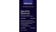 TÜV-NORD-Siegel „Geprüfter Ökostrom“ A75-S026-1 Achte beim TÜV-NORD-Siegel „Geprüfter Ökostrom“ auf den Standard A75-S026-1.