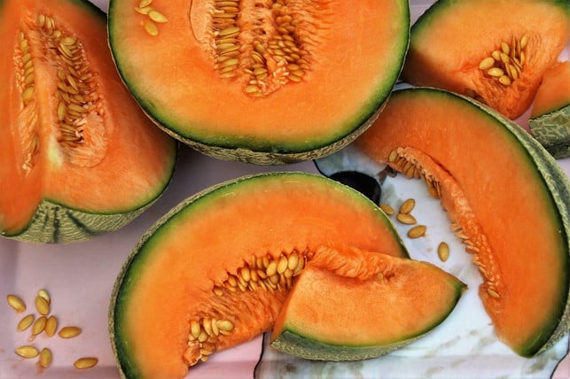 die-cantaloupe-melone-erkennst-du-vor-allem-an-ihr-cc0-pixabay-pasja1000-220803_download Die Cantaloupe-Melone erkennst du vor allem an ihrem leuchtend orangefarbenen Fruchtfleisch.