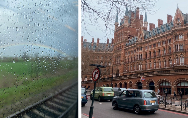 Regen gehört bei einer Reise nach England fast dazu, das Ziel: der Bahnhof St. Pancras in London Regen gehört bei einer Reise nach England fast dazu, das Ziel: der Bahnhof St. Pancras in London