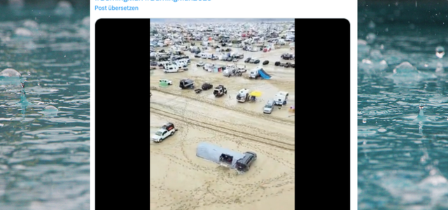 Aufgrund von Unwettern sitzen Zehntausende Gäste des „Burning Man"-Festivals in der Wüste Nevadas fest.