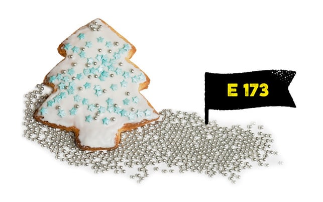 Zusatzstoff/E-Nummer E173 Aluminium färbt Weihnachtskekse silbergrau Zusatzstoff/E-Nummer E173 Aluminium färbt Weihnachtskekse silbergrau