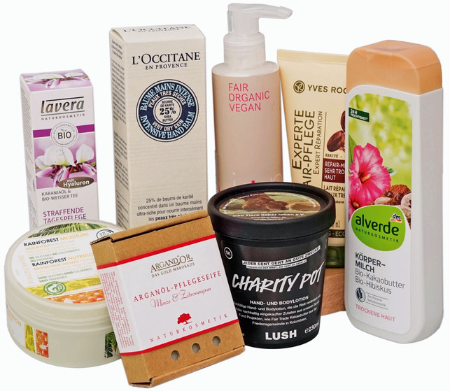 Kosmetik mit Hinweis auf fair gehandelte Zutaten Kosmetik mit Hinweis auf fair gehandelte Zutaten