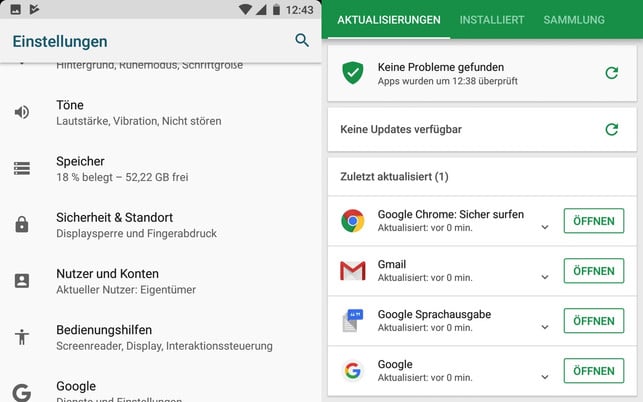 Shift6m mit Android 8.0 Das Shift6m kommt mit Android 8.0, nur wichtigen Apps ohne Schrott und daher reichlich 52 GByte freiem Speicher