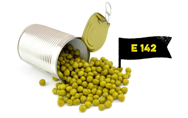 Zusatzstoffe und E-Nummern: E142 (Grün S) färbt Dosenerbsen Zusatzstoffe und E-Nummern: E142 (Grün S) färbt Dosenerbsen