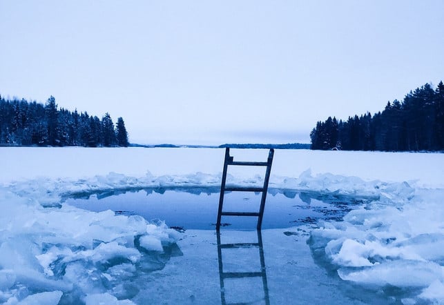 Ice bathing is becoming increasingly popular in Germany.