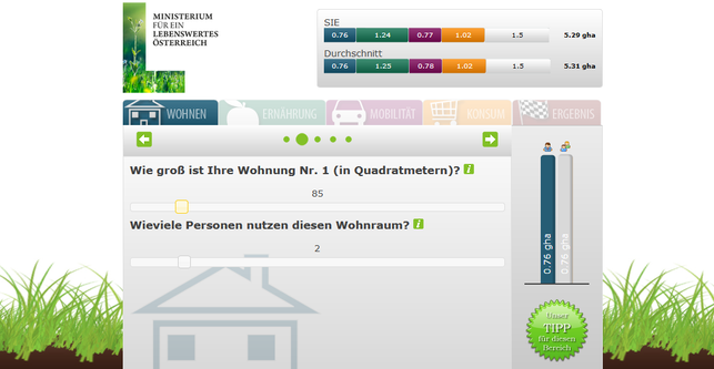 so-sieht-der-co-rechner-des-ministerium-fuer-ein-screenshot-von-httpwwwmein-fussabdruckat-170718 So sieht der CO2-Rechner des Bundesministeriums für Klimaschutz, Umwelt, Energie, Mobilität, Innovation und Technologie aus