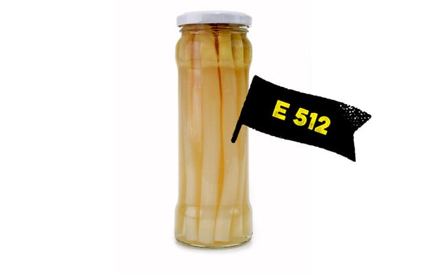 Zusatzstoffe E-Nummern E512 Zinn-II-Chlorid in Spargel Zusatzstoffe E-Nummern E512 Zinn-II-Chlorid in Spargel