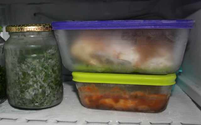 A casserole dish with a tight-fitting lid is ideal for freezing soup.