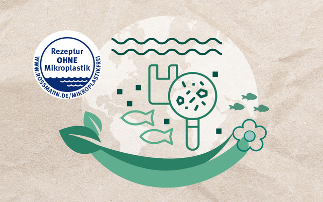 Rossmann  Siegel „Rezeptur OHNE Mikroplastik“ Das ROSSMANN-Siegel „Rezeptur OHNE Mikroplastik“ schafft Orientierung für Verbraucher:innen.