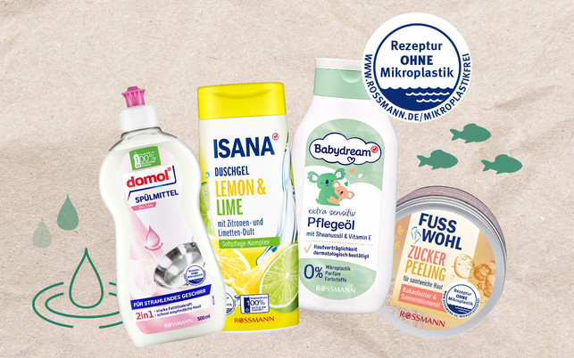 Mikroplastikfreien Wasch-, Putz- und Reinigungsprodukte der ROSSMANN-Marke domol Mikroplastikfreien Wasch-, Putz- und Reinigungsprodukte von ROSSMANN.