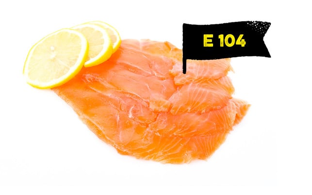 E-Nummern: E104 oder Chinolingelb kann z.B. in Lachs vorkommen E-Nummern: E104 oder Chinolingelb kann z.B. in Lachs vorkommen