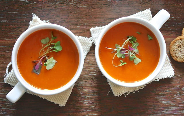 Light tomato soup is good for hot summer days.