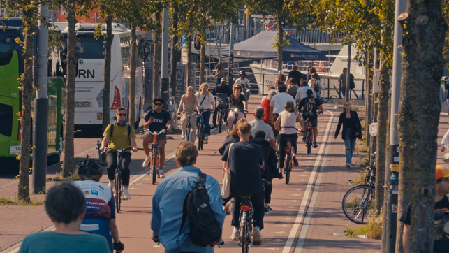 Radverkehr in Amsterdam In Amsterdam entlasten die vielen Radfahrer:innen den Verkehr.