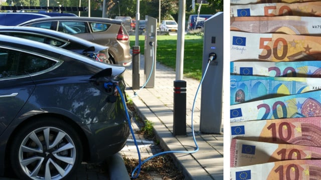 elektroautos-geldscheine-pb-MrsBrown-ChristophMeinersmann-251024 Elektroautos an Ladestationen und Euro-Banknoten