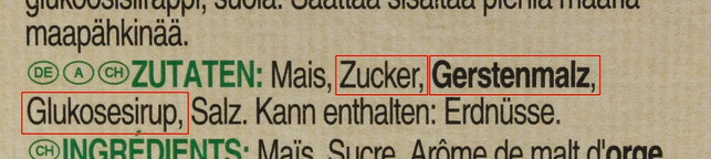 Versteckter Zucker: Gerstenmalz, Glukosesirup Versteckter Zucker in Lebensmitteln: Gerstenmalz, Glukosesirup