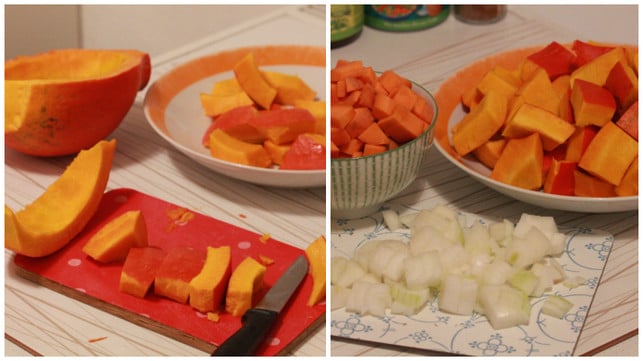 kuerbissuppe-u-zutaten-schneiden-161013-1280x800 Unser Rezept für Kürbissuppe verwendet Hokkaido und Kokosmilch, es geht aber auch mit anderem Kürbis und ohne Kokosmilch