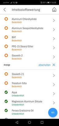 so-sieht-die-inhaltsstoffbewertung-in-der-app-code-screenshot-codecheck-app-200528_download So sieht die Inhaltsstoffbewertung in der App Codecheck aus.