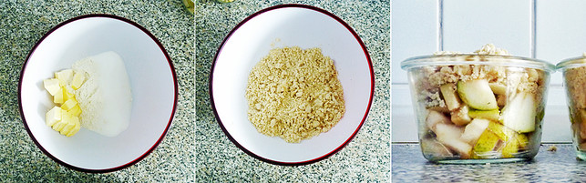 Kuchen im Glas: Rezept für Apfel-Birnen-Crumble Kuchen im Glas: Rezept für Apfel-Birnen-Crumble