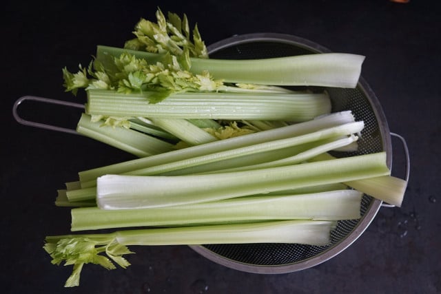 For celery juice, the whole plant is harvested including the leaves.