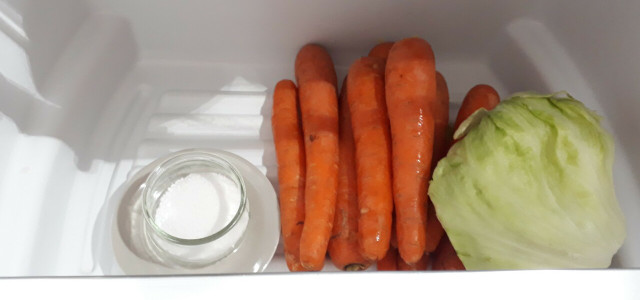 Salz im Kühlschrank Gemüsefach